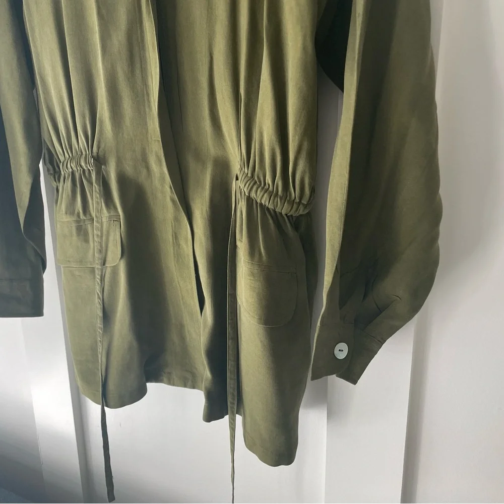 100% Silk CLIO Jacket in Olive Green